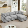 thumbnail image 3 of Cloud-Like Modular Chenille 3-Seat Sectional Sofa with Movable Ottoman – Customizable L-Shaped/U-Shaped Seating for Living Rooms,Gray, 3 of 11