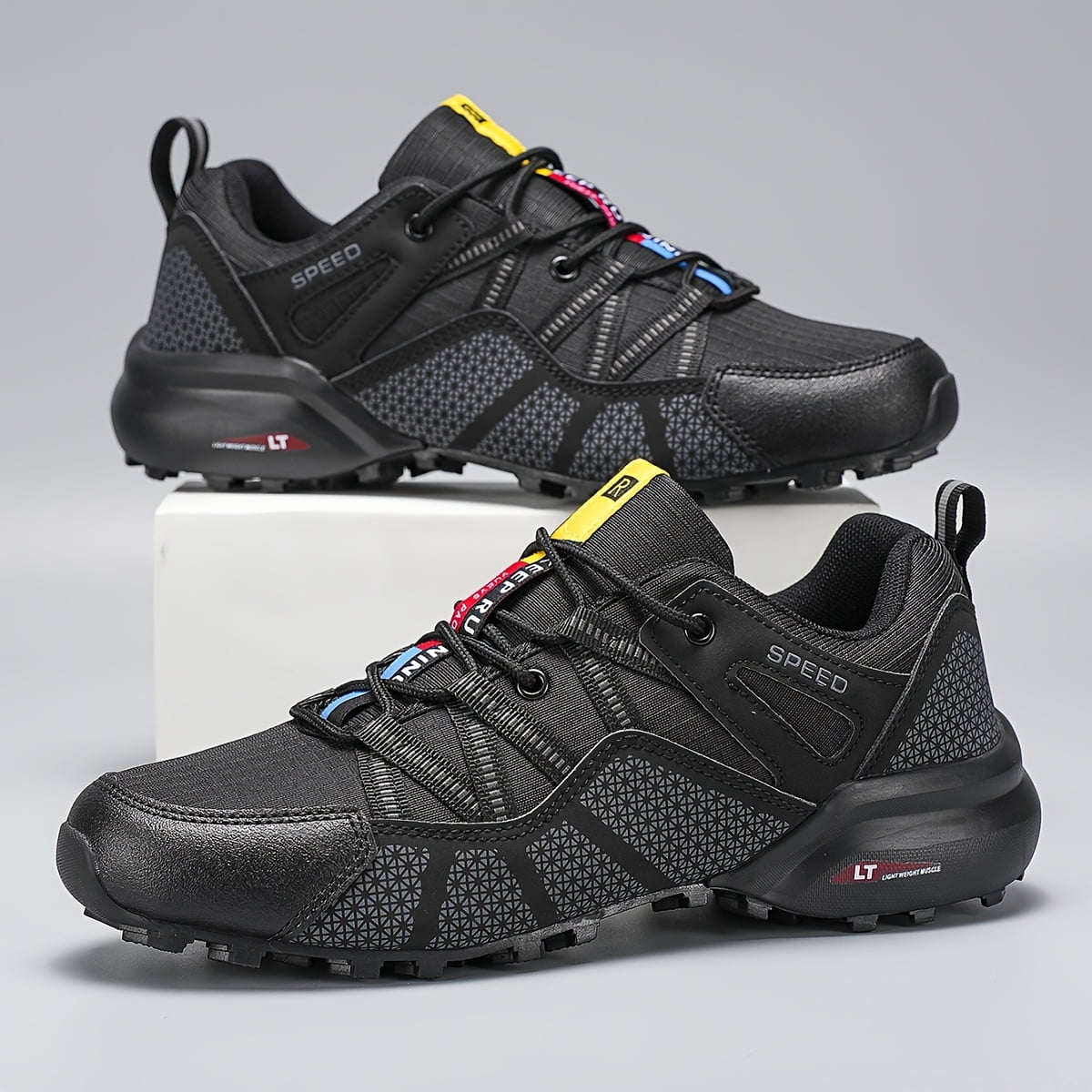 [sneakers] Men'S Outdoor Hiking Shoes | Round-toe Low-top Lace-up, Lightweight, Versatile and Comfortable, Slip-resistant and Durable, Stylish Large Sizes, Men'S Cycling and Trekking Shoes, Fabric Up