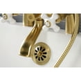 thumbnail image 4 of Kingston Brass KS267PXSB Kingston Three-Handle 2-Hole Deck-Mount Clawfoot Tub Faucet with Hand Shower in Brushed Brass, 4 of 7