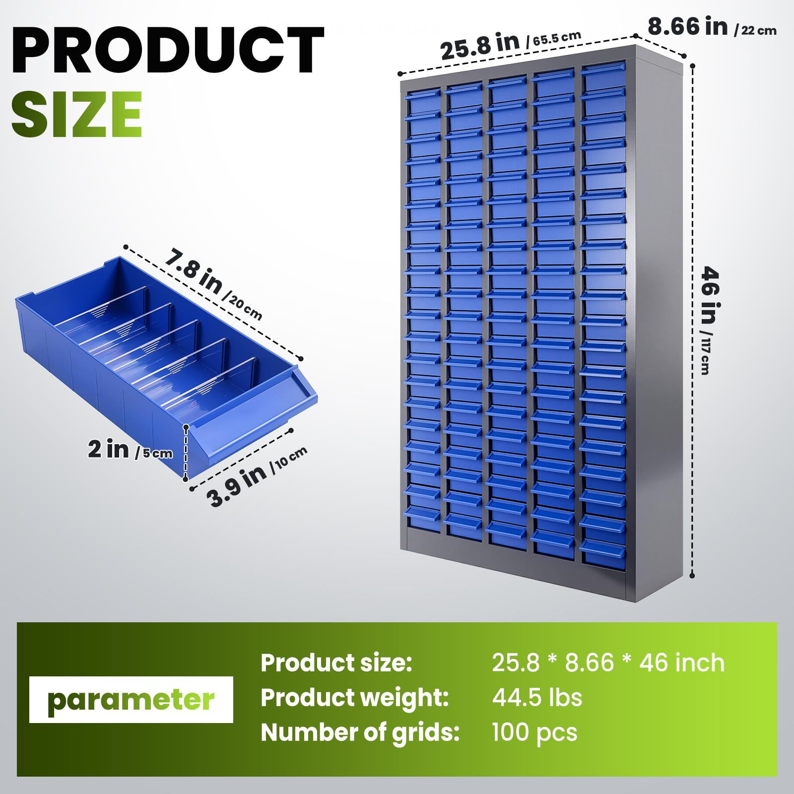 100 Drawers Parts Storage Cabinet, Hardware Tool Cabinet with Dividers and Labels, Tool Storage Cabinet with Plastic Drawers, Nut and Bolt Organizer for Garage Workshop Organization