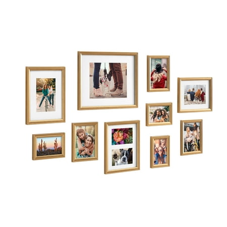Kate and Laurel Adlynn Photo Frame Set, Set Of 10, Varying Sizes, Gold ...