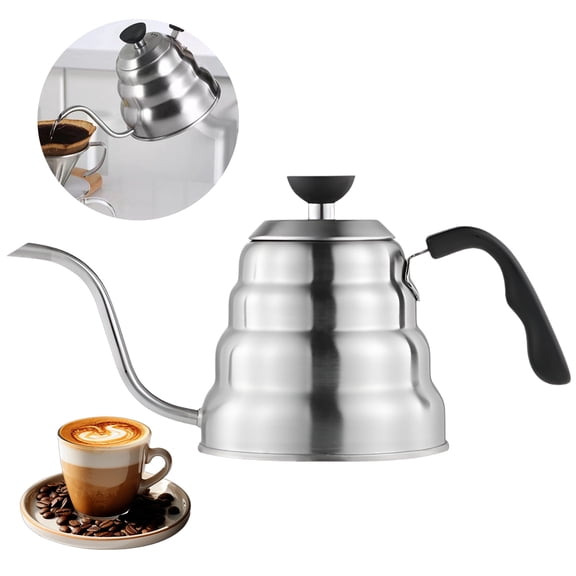 Gooseneck Pour Over Coffee Kettle, 1.2 L / 40 oz Stainless Steel Stovetop Kettle with Long Spout and Heat-Resistant Handle for Coffee and Tea, Natural Stainless Steel