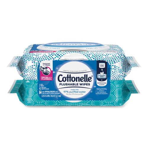 New Cottonelle Fresh Care Flushable Cleansing Cloths, White, 3.73 x 5.5, 84/Pack,Each