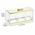 thumbnail image 4 of mDesign Cosmetic Divided Storage Organizer Box, 3 Section, Lid, Clear/Soft Brass, 4 of 8
