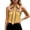 Yellow, variant on Women’s Unconventional Sleeveless Blouson Top Irregular Cut Shirt Collar Tee Bodice Modern Minimalist Design Lightweight Everyday Top
