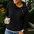 thumbnail image 5 of SYwaren Women's Chic Pullover Solid Color Lapel Button Front Long Sleeve No Hood Oversized Casual Fashion Top, 5 of 6