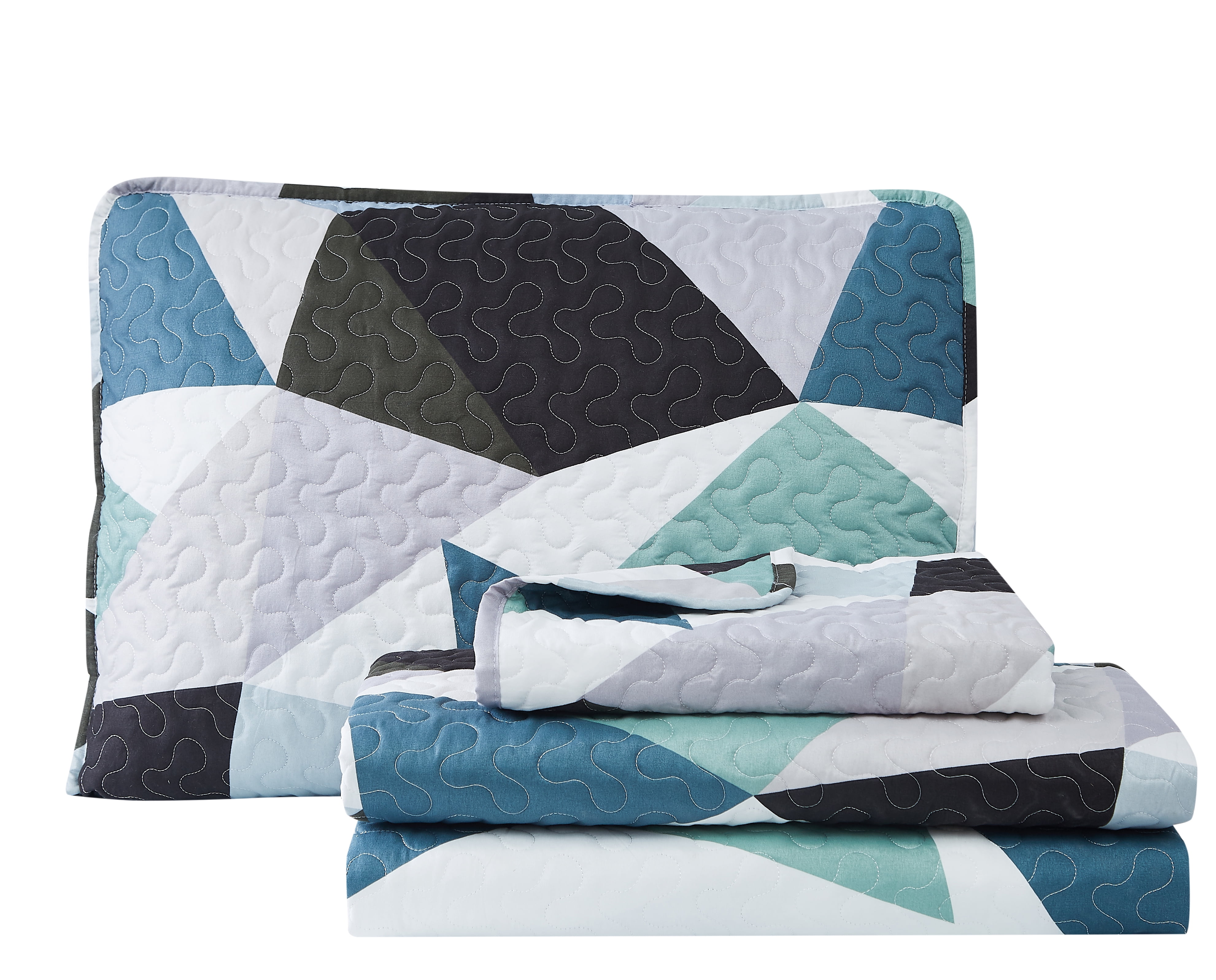 Triangle Geometric 3-Piece Quilt Set Full/Queen 76x86
