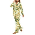 thumbnail image 3 of FOR U DESIGNS Flower Lemon Womens Button Down Pajama Sets Long Sleeve Pj Pants Set 2PCS Size XS Sleepwear Long V-neck Tops for Womens Nightwear Button Front Jogger, 3 of 7