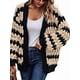thumbnail image 2 of Suéter de Invierno de Punto Holgado con Rayas y Mangas Farol para Mujer, Moda de Otoño Albaricoque Negro L, 2 of 9