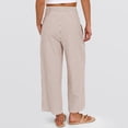 thumbnail image 4 of Women's Vertical Striped Palazzo Pants Smocked High Waist Wide Leg Trousers Casual Loose Cropped Slacks with Pockets 3/4 Length, 4 of 4