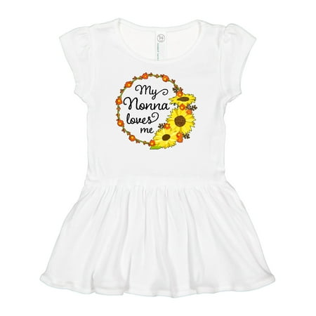 

Inktastic My Nonna Loves Me with Sunflower Wreath Gift Baby Girl Dress