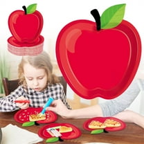 Red Apple Party Paper Plates, Disposable Paper Plates, Decorations Paper Plates Party Supplies, Disposable Tableware for Christmas, 24 Pcs, 6.64x7.38"