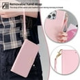 thumbnail image 6 of ELEHOLD for Samsung Galaxy S22 Ultra Wallet Case for Women Men with Gold Shoulder&Hand Strap Detachable Lanyard,PU Leather Kickstand Shockproof Protective Case for Samsung Galaxy S22 Ultra,Pink, 6 of 8