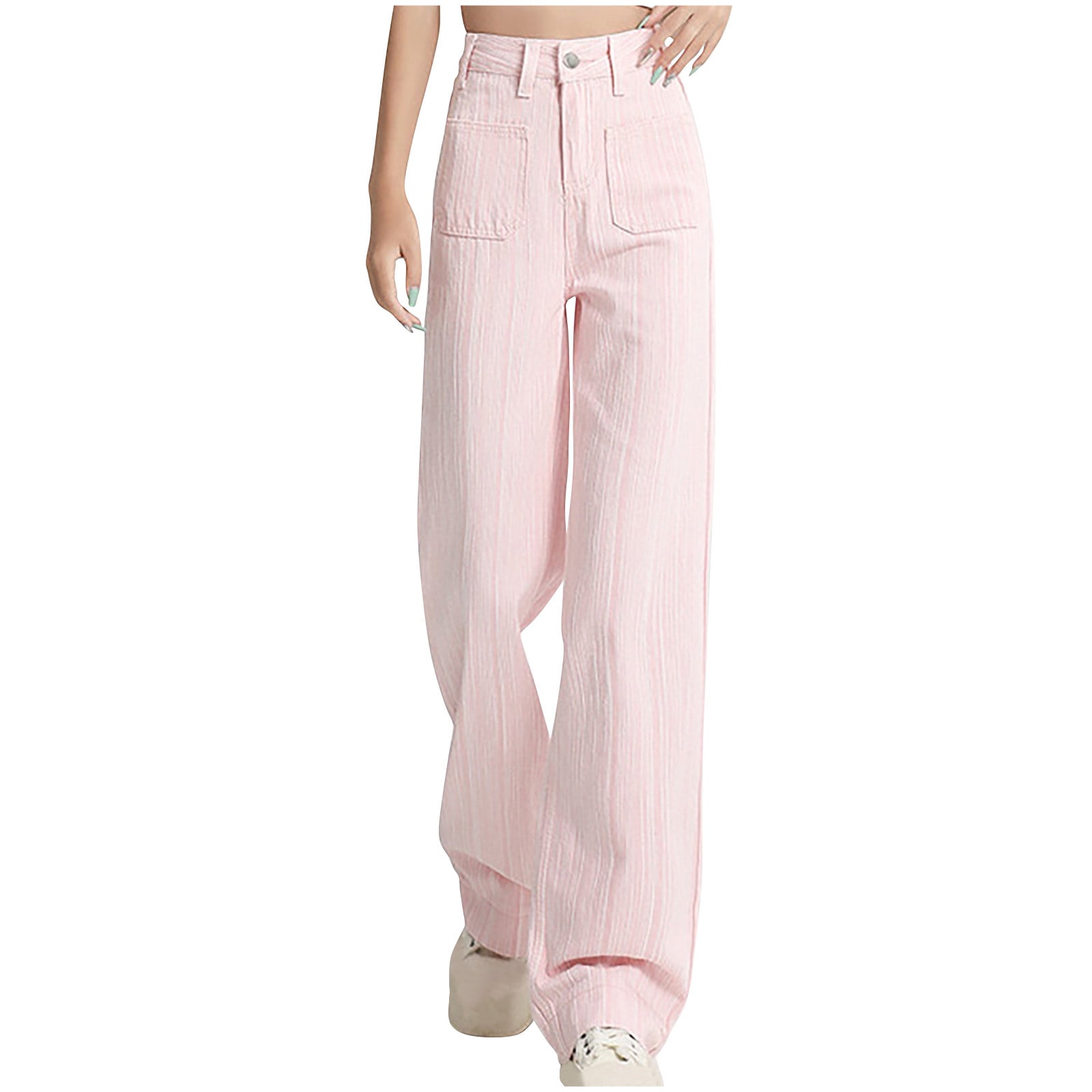 Soki Fashion Women Button Pockets Zipper High Waisted Leg Wide