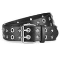 thumbnail image 3 of Cinturón de cuero PU unisex estilo estrella con doble hilera de ojo de aire, estilo punk, personalizado, estilo europeo y americano, 3 of 6