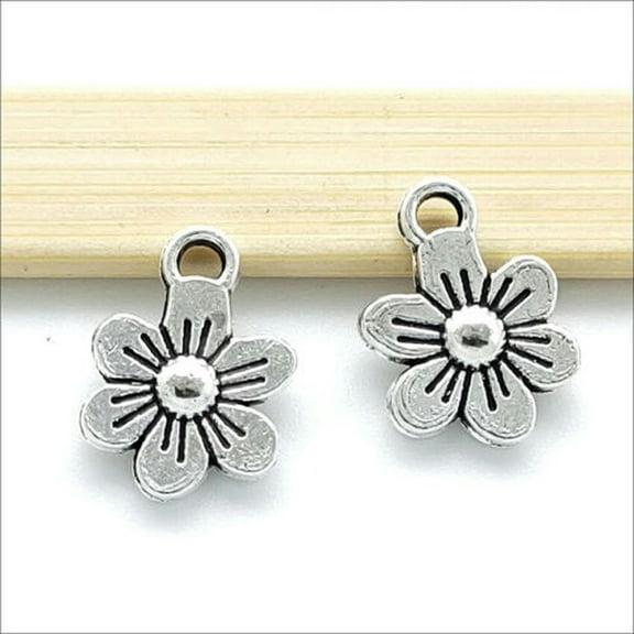 U8MO 20/50/100X Mini Flowers Tibetan Silver Charms Pendants for Jewelry Making 12*9mm-20pcs