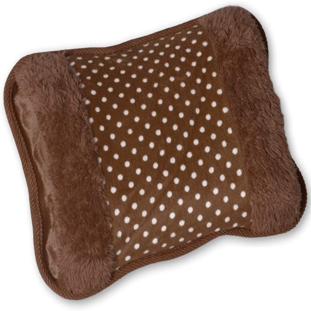OUSITAID Sac Chauffant à Eau Électrique avec Housse en Tissu Velours Brun Doux à Pois Blancs. Conçu pour les Crampes, les muscles Douloureux et le Soulagement de la Douleur, Ce Sac de Compresse Chaude rechargeable Est portable et Réutilisable. Il Comprend une Fonction d'Arrêt de Sécurité Automatique Intégrée et des Indicateurs DEL pour l'État de Chauffage. Convient à une Utilisation Intérieure et Extérieure, Il Procure de la Chaleur pendant 2-5 Heures et Comprend une Poche pour les Mains Doublée en Molleton pour un Confort Accru.
