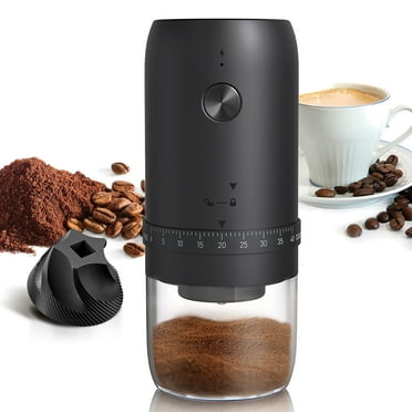 Portable Electric Coffee Grinder LHKLUK, Conical Ceramic Burrs, Adjustable Coffee Grinder & ABS Body, Quiet Auto-Stop, Perfect for Espresso/Cold Brew/Drip