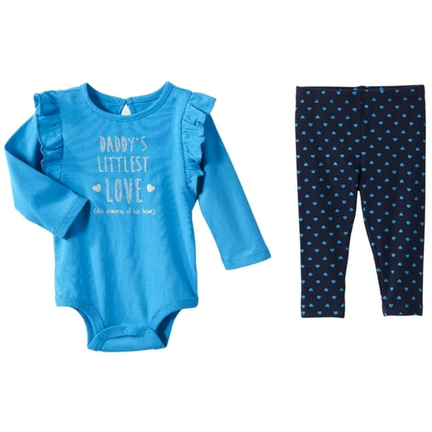 Infant Girls Blue Ruffle Baby Outfit Daddy S Little Love Bodysuit Leggings Walmart Com
