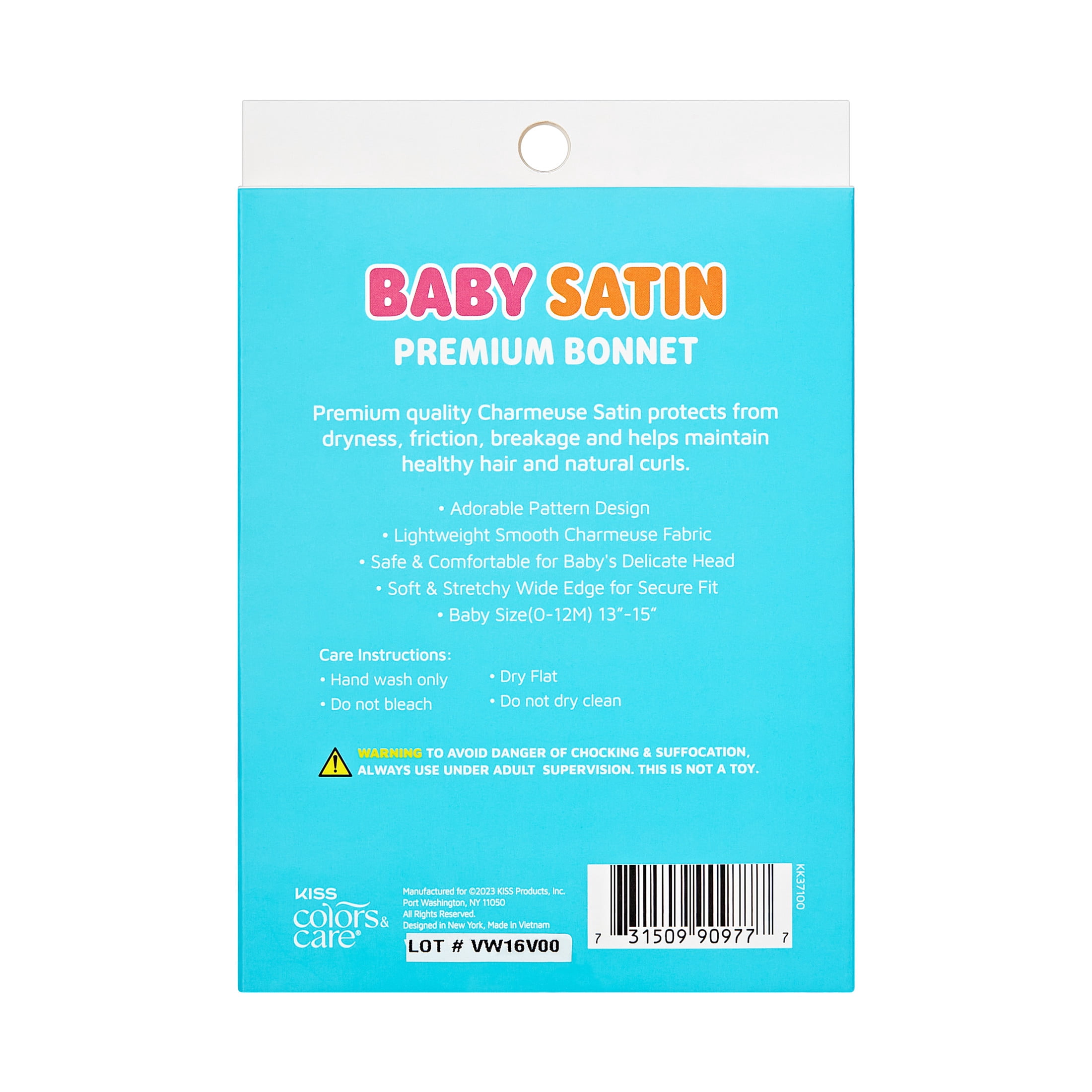 (2 pack) KISS Colors & Care Baby Satin Premium Bonnet, Pink Leopard, Female, Age Group: 0-12 Months