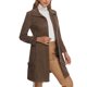 thumbnail image 4 of Abrigo de ante sintético INSPIRE CHIC para mujer, chaqueta larga con cinturón y cremallera, diseño a la moda, talla XS, color café, 4 of 6