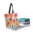 thumbnail image 2 of FORMRS Womens Canvas Tote Bag with Zipper Inner Pocket Shoulder Handbag, Hand Drawn Floral, 2 of 7