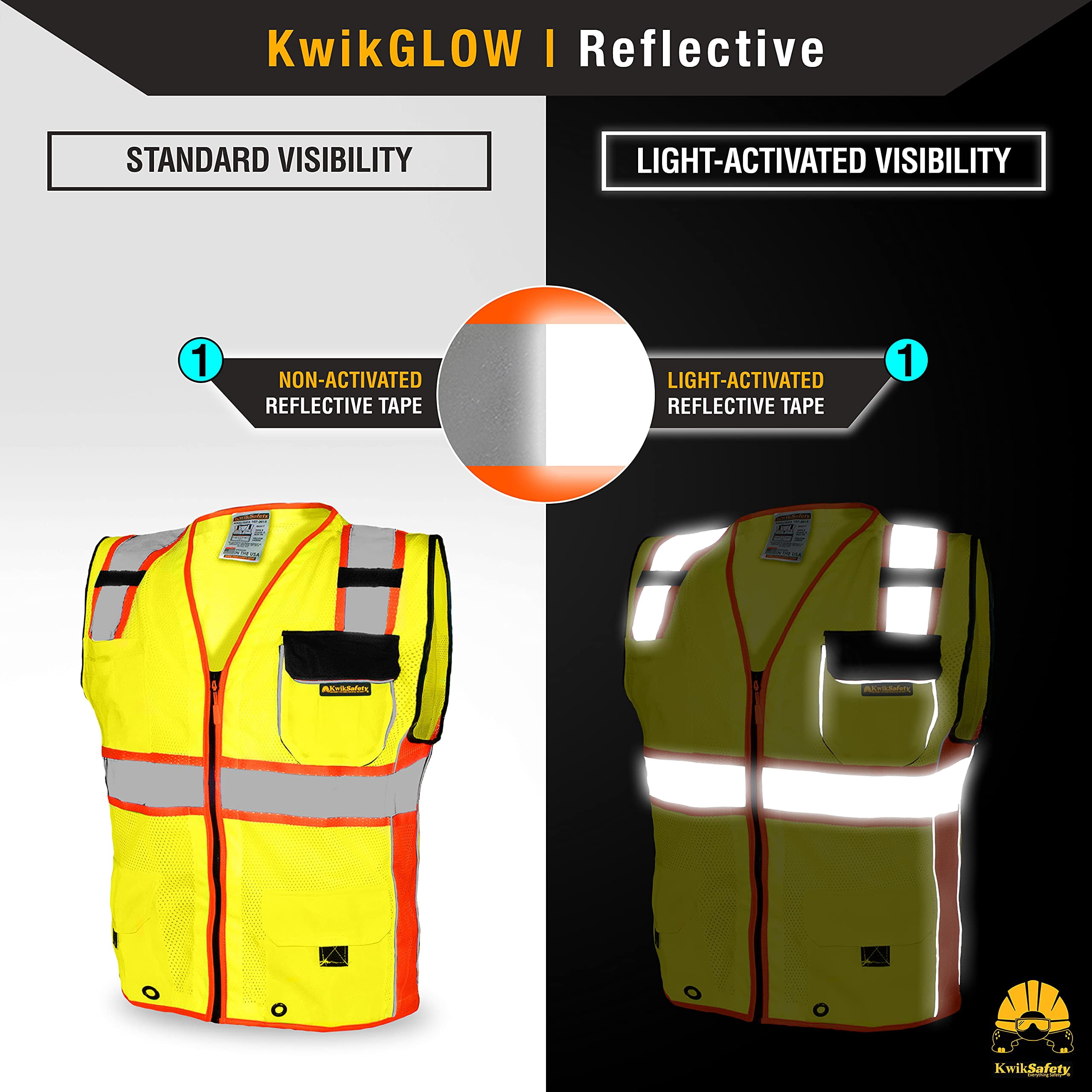 KwikSafety (Charlotte, NC) CLASSIC SUPREME Safety Vest (10 Pockets) Class 2 ANSI OSHA High Visibility Reflective Heavy Duty Mesh Zipper Hi Vis Construction Work HiViz | Yellow Black Orange Small