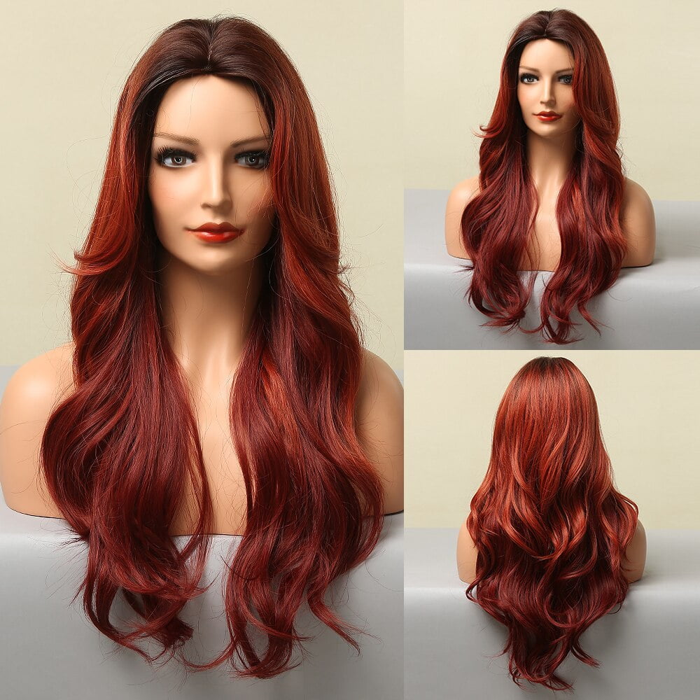 long wavy red hair wig