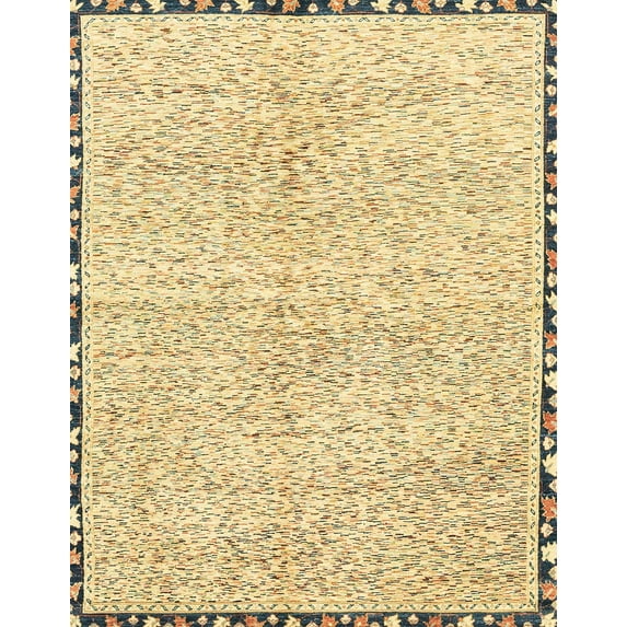 Ahgly Company Indoor Rectangle Abstract Sun Yellow Abstract Area Rugs, 7' x 10'