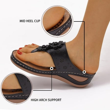 

Ykohkofe Flip Flops Sandals For Women With Arch Support For Comfortable Walk Summer Wedge Sandal Massage Function Platform Shoes