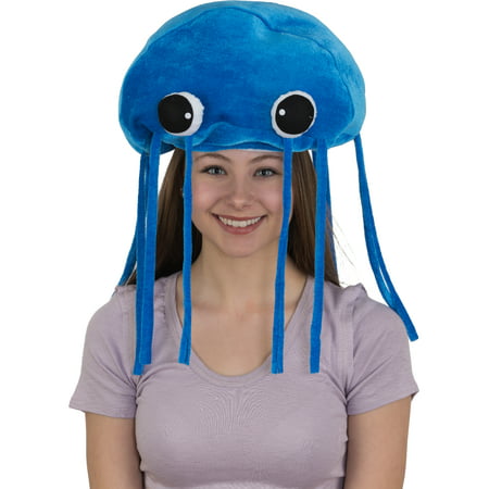 Giant Plush Jelly Fish Squid Hat Long Tentacles Big Eyes Funny Costume
