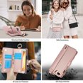 thumbnail image 7 of Crossbody Wallet Case for iPhone 8 Plus / iPhone 7 Plus RFID Blocking Card Slots, PU Leather Magnetic Snap Wristband Strap Zipper Pocket Phone Case with Stand Secure Ring Buckle, Rosegold, 7 of 7