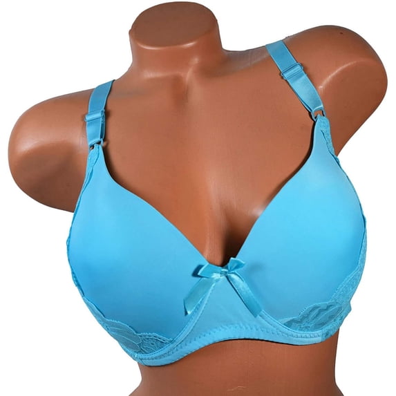 Iheyi 6 Pieces Plus Size Wired Full Cup/Demi Lace Plain Light Padded D/DD/DDD Bra (40DDD)