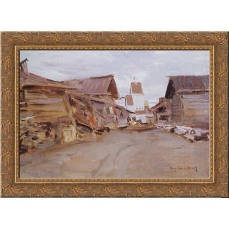 Village in northern Russia 24x18 Gold Ornate Wood Framed Canvas Art by Konstantin Korovin