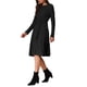 thumbnail image 4 of Vestido de punto de manga larga para mujer INSPIRE CHIC, con cuello redondo, cinturón en la cintura, ajustado al cuerpo, estilo midi, color negro, talla XL, 4 of 6