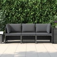 thumbnail image 2 of vidaXL 3-Seater Garden Sofa with Cushions Grey Poly Rattan, 2 of 4