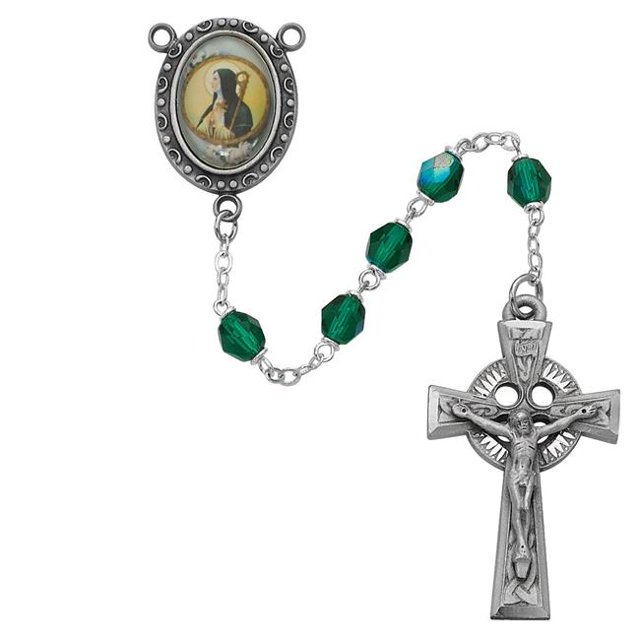 McVan R186DF Ensemble Rosaire Croix 6 mm - Vert