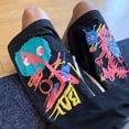 thumbnail image 4 of Mens High Waist Letter Print Pockets Lace Up Knee Length Shorts Loose Streetwear, 4 of 9
