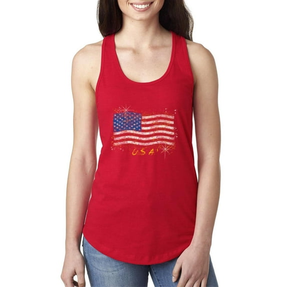 IWPF - Women's Racerback Tank Top, up to Women Size 2XL - American Flag USA in Gold