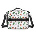 thumbnail image 2 of Football and Hockeyball White Pattern Bento School Insulated Lunch Bag Box with Shoulder Strap and Bottle Holder, 11" X 9.5" X 3.5", 2 of 5