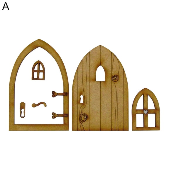 Bobasndm Playhouse Decoration Door Self-Assembly 1 Set Artificial Mini Ladder Fence Fairy Door Micro Landscape Creative for Dollhouse
