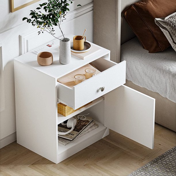 Viagdo Nightstand with USB Port, Modern Versatile Nightstands with