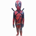 thumbnail image 4 of Full Body Bodysuit Costume Red and Black Superhero Style Polyester Fabric with Hidden Zipper for Halloween Party Stage Performance Comic Con Event for Unisex Adults Red 100, 4 of 6