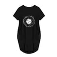 thumbnail image 4 of Puntoco Vestido De Manga Corta Con Cuello En V, Vestido Casual Suelto Con Estampado De Girasol Para Mujer Negro M, 4 of 5