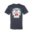 thumbnail image 2 of Wild Bobby, Catch Up with Jesus Funny Ketchup Bottle, Inspirational/Christian, Men's Graphic Tees, Vintage Heather Navy, 3XL, 2 of 3