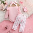 thumbnail image 5 of Enyan Infant Baby Girls Fall Outfits Ruffle Long Sleeve Ribbed Bodysuit Romper Flare Pants Set Cute Winter Clothes（Size 0-3 Months）, 5 of 9