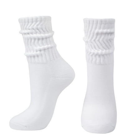 

Intgoodluckycc White Slouch Socks for Women Chunky Stacked Scrunch Socks (1 Pair - White)