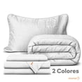 thumbnail image 3 of Dreamlab Edredón Individual Ligero y Juego de Sábanas con Fundas de Almohada Decorativas (5 piezas). Set de Colcha Ligera y Sábanas para Cualquier Temporada. Hipoalergénico. Moneda, Blanco / Blanco, 3 of 9