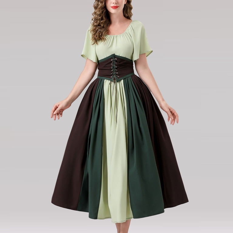 Modest Dresses for Women Women's Medieval Renaissance Dress Gothic Corset  Halloween Costumes Cosplay Dress Midi Dress for Women S-13 Mint Green S -  Walmart.com