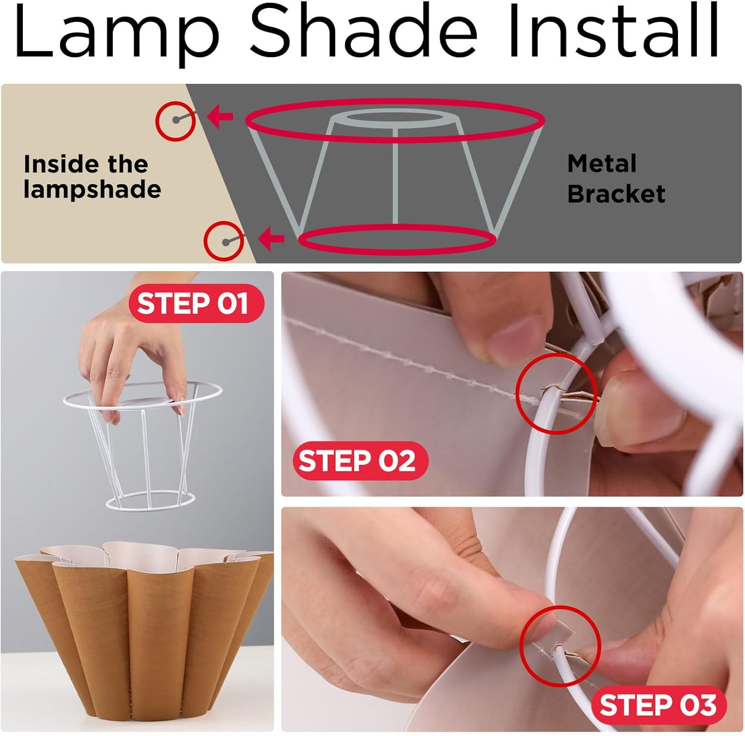 KUNJOULAM Cute Small Table Lamp, Modern Bedside Nightstand Lamp with Coffee Fabric Lampshade, Metal Base for Bedroom Home Office Decor (Without Bulb)